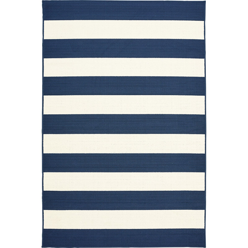 Breakwater Bay Henley Stripe Navy Indoor/Outdoor Area Rug & Reviews